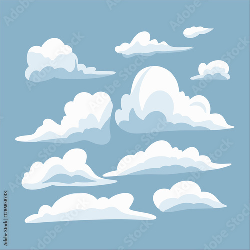 Clouds Cartoon Set Vector Illustration