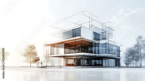 Modern urban living building sketch with creative design high resolution picture