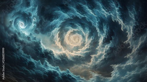 Fototapeta Naklejka Na Ścianę i Meble -  Spiral vortex formation in the sky with abstract atmospheric patterns