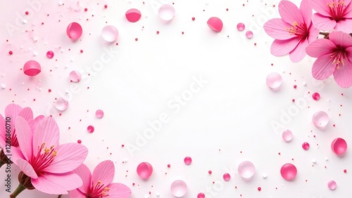 Spring blossom background. Abstract blurred pink background with sacura flower.Spring flowers. Beautiful Orchard. Springtime. Mockup, copyspace