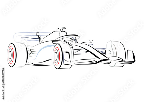 Formula race car linear illustration. Sports car collection for design of fliers, brochures and banners.