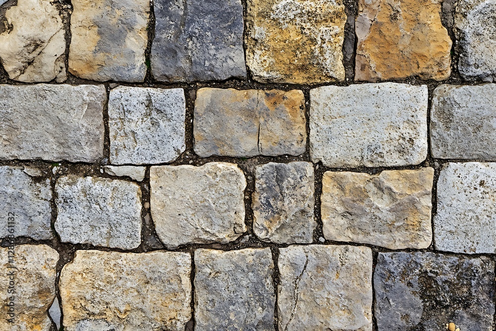 Close-up of a Stone Pavement with Varied Colors and Textures Close-up of a Stone Pavement with Varied Colors and Textures