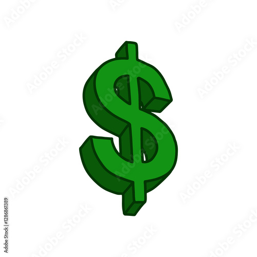 Green 3D Dollar Sign vector
