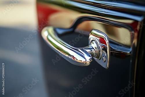 Close-up of a Classic Car's Chrome Door Handle