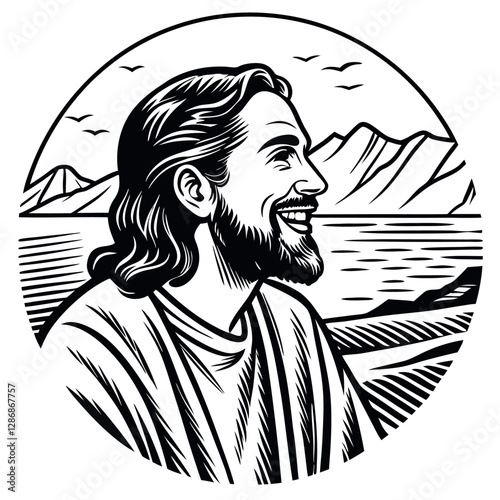 Jesus Smiling - Vector
