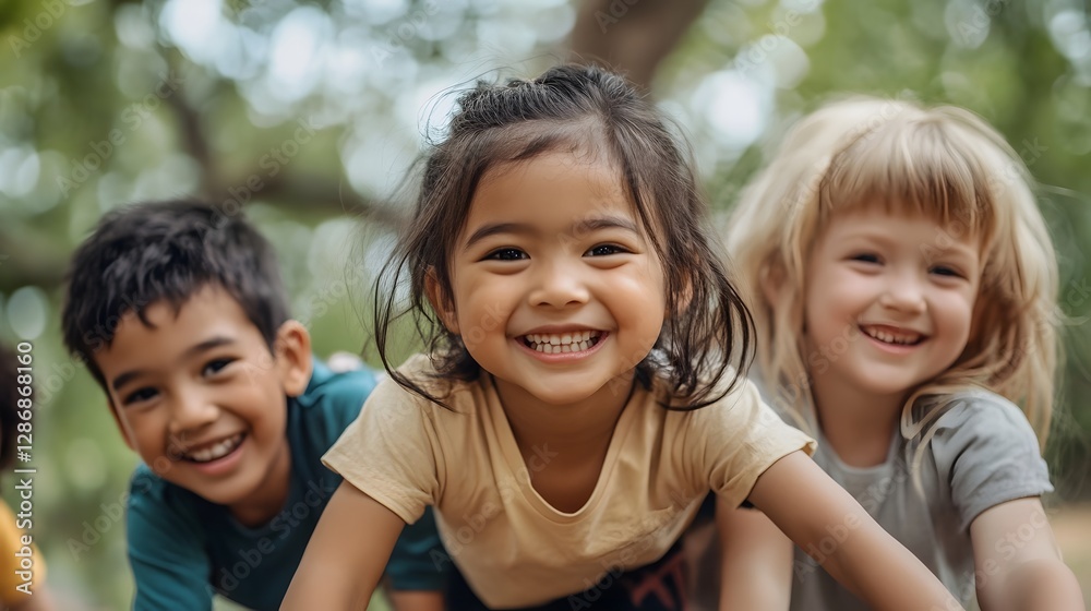 Diverse Children Playing Together, Representing Unity and Innocence Diverse Children Playing Together, Representing Unity and Innocence