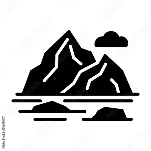 Mountain rocky islands in the ocean or sea icon