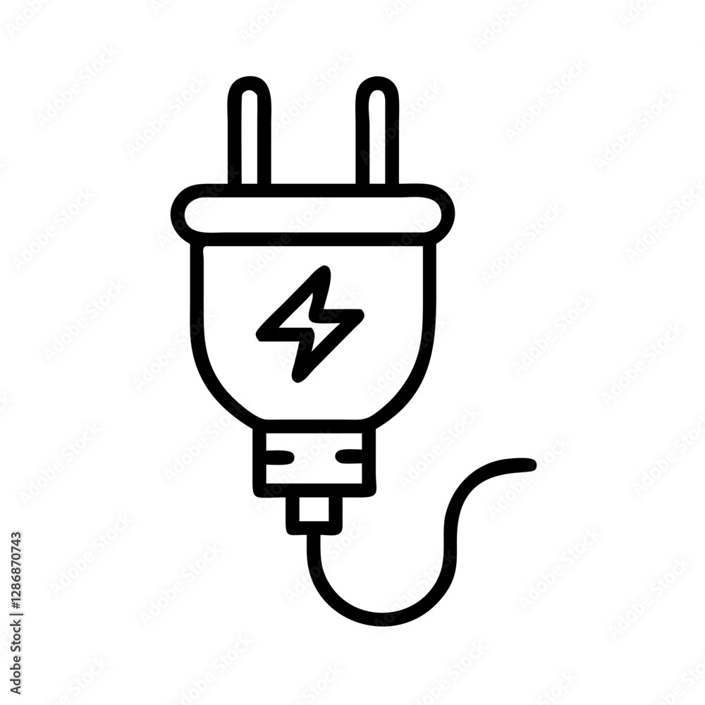Electrical plug with lightning symbol Electrical plug with lightning symbol
