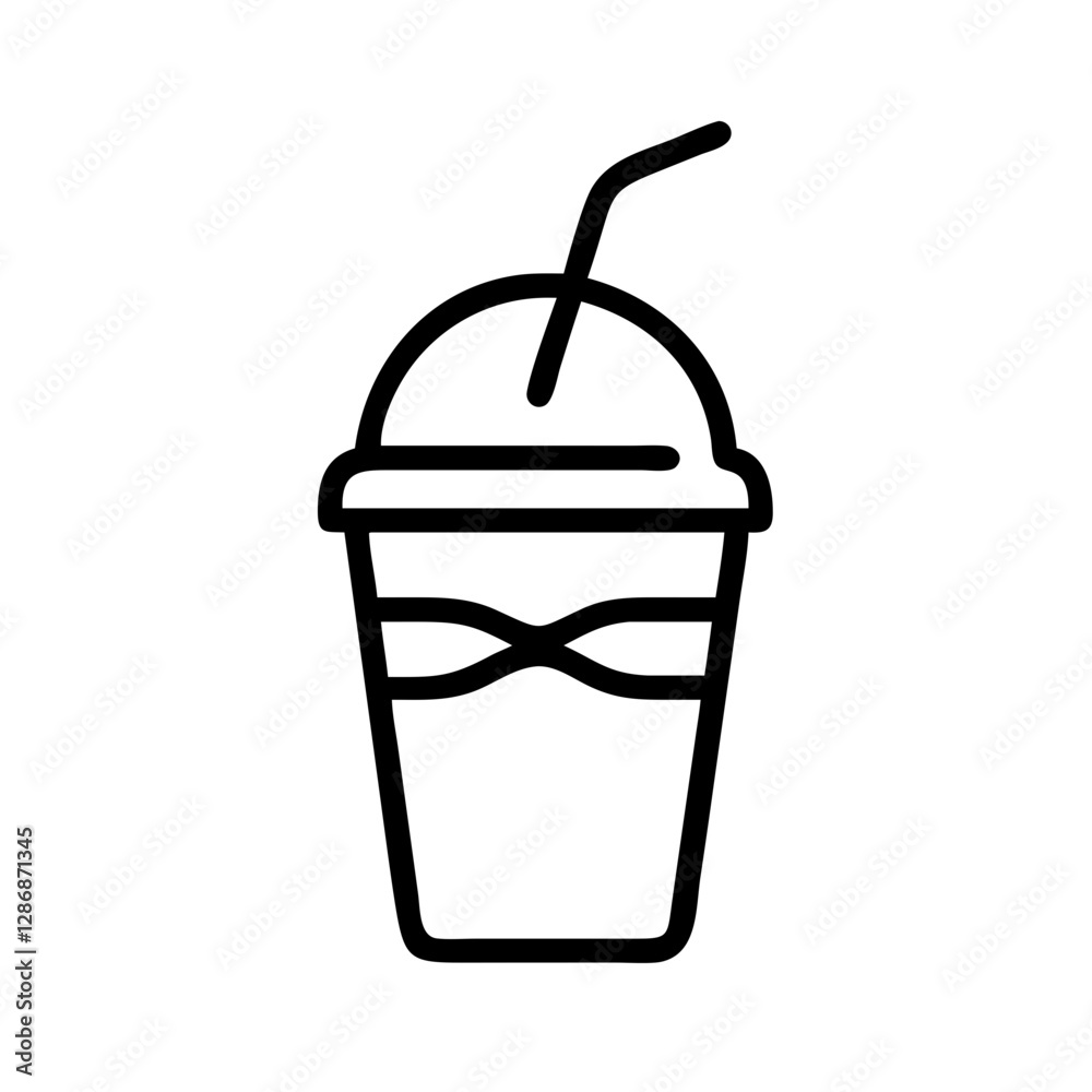 Illustration of a drink with straw in simple line art Illustration of a drink with straw in simple line art