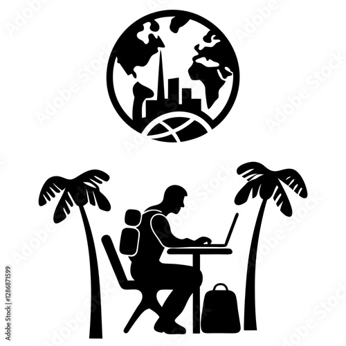 Remote Work and Digital Nomad Lifestyle Vector Illustration

