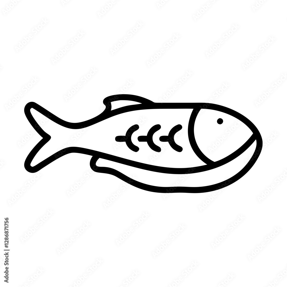 Illustration of a fish in simple black line art Illustration of a fish in simple black line art
