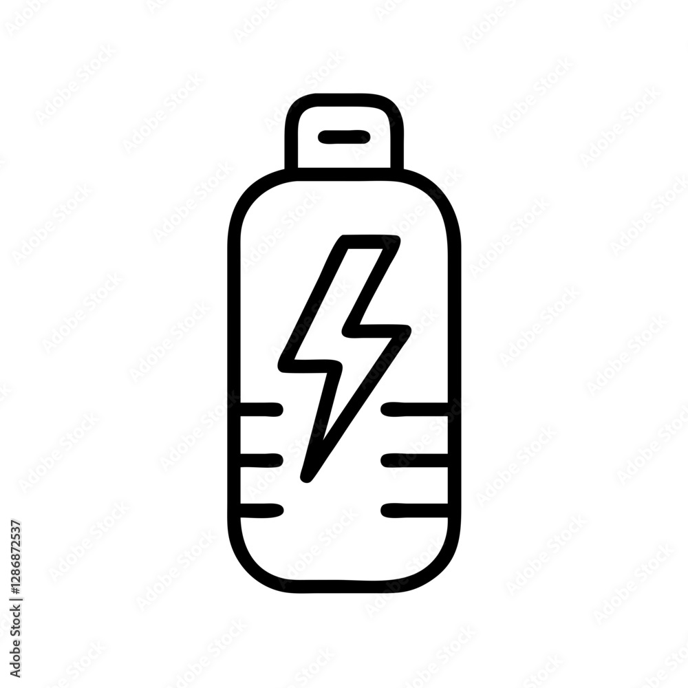 Battery with lightning symbol on white background Battery with lightning symbol on white background