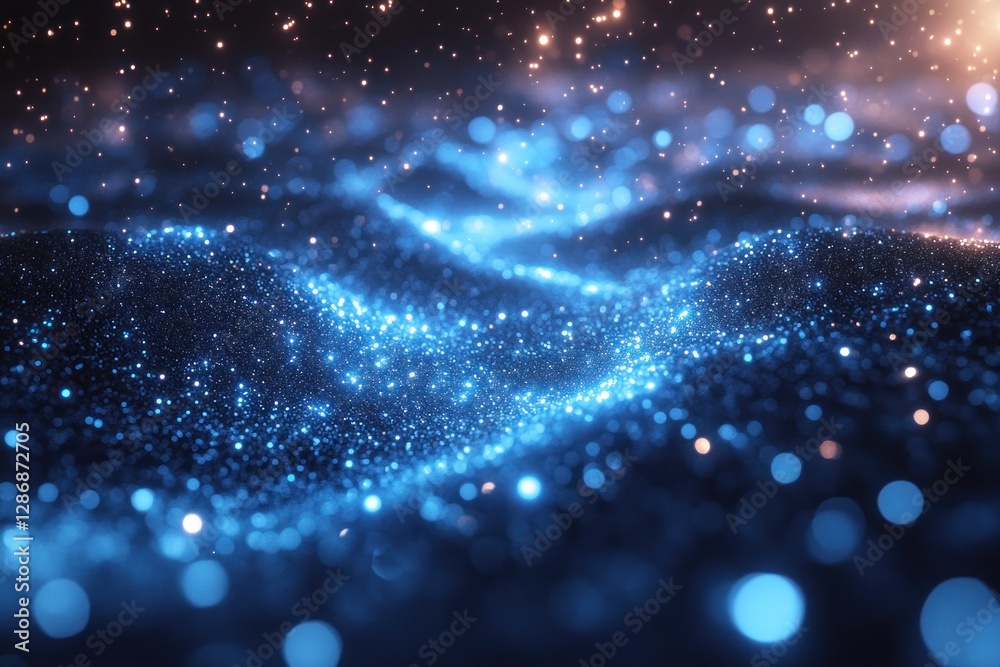 Obraz premium Abstract Blue Glitter Waves Background Image