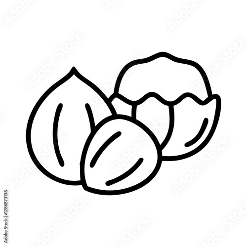 Nuts in various shapes and sizes on white background