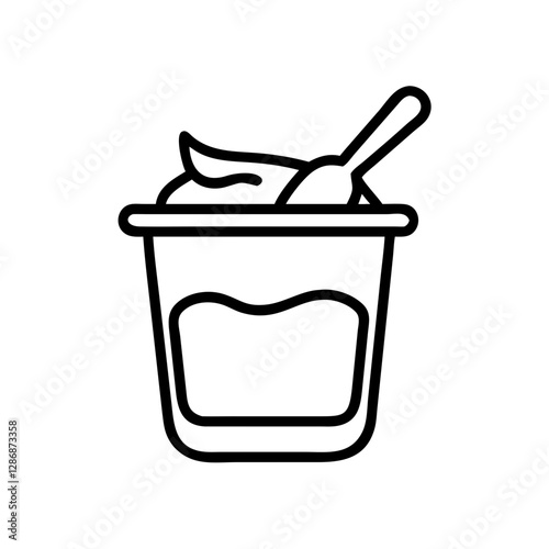 Container of creamy yogurt with spoon