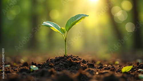 Wallpaper Mural Young Sprout Growing in Rich Soil Sunlight Backlit New Life Nature Torontodigital.ca