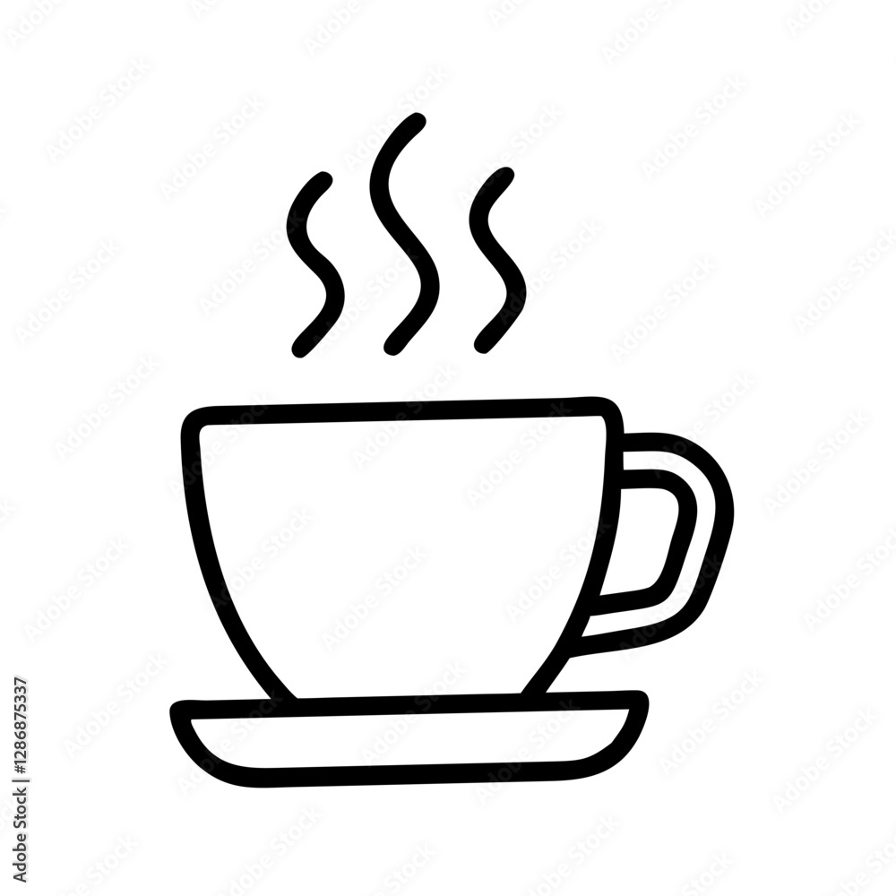 Steaming cup of coffee on a saucer Steaming cup of coffee on a saucer