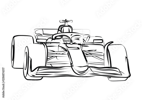 Formula race car linear illustration. Sports car collection for design of fliers, brochures and banners.