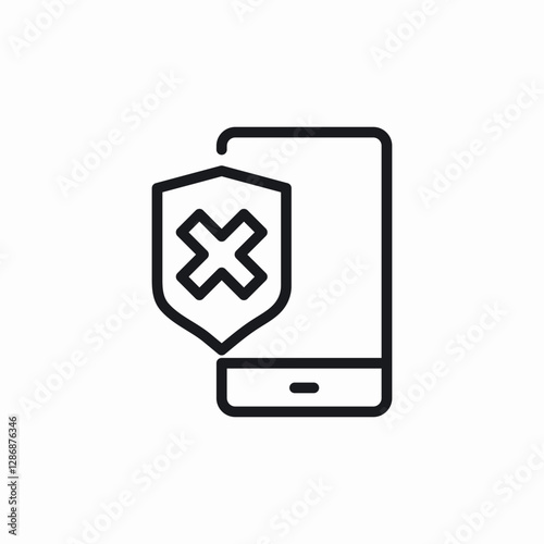 mobile remove shield icon sign vector