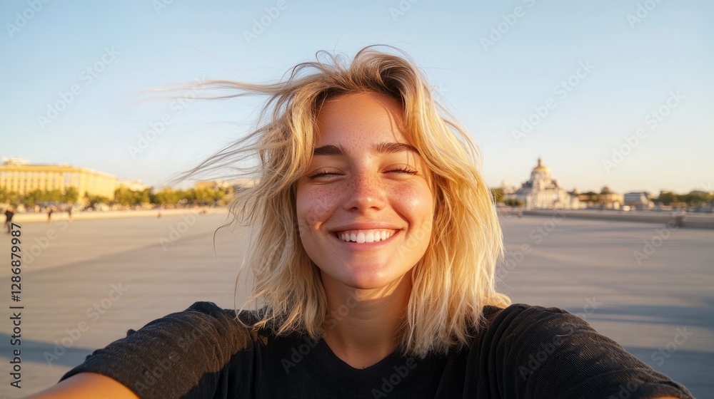 In the image, there is a woman taking a selfie. In the image, there is a woman taking a selfie.