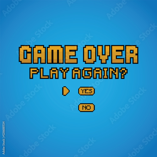 Pixel Art Game Over Background Vector Design.
