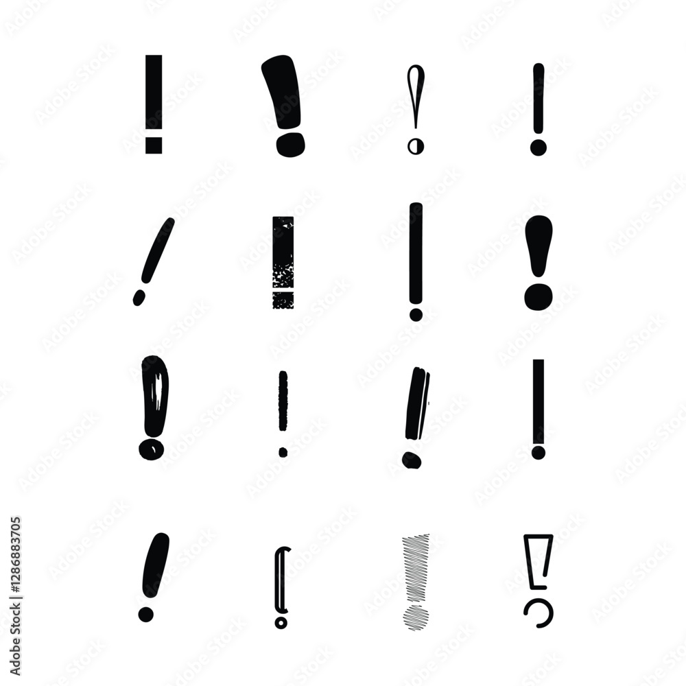 Set Of Exclamation Mark Icon Vector Design. Set Of Exclamation Mark Icon Vector Design.