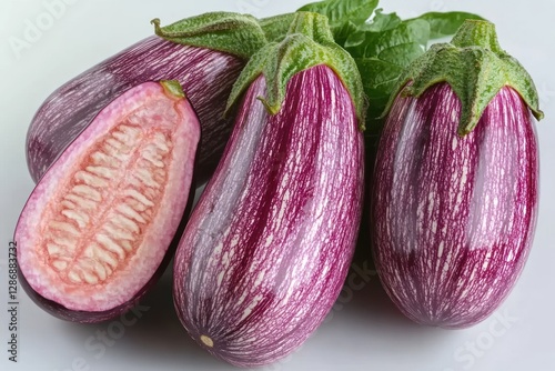 Wallpaper Mural Striped eggplants display vibrant purple and white hues Torontodigital.ca