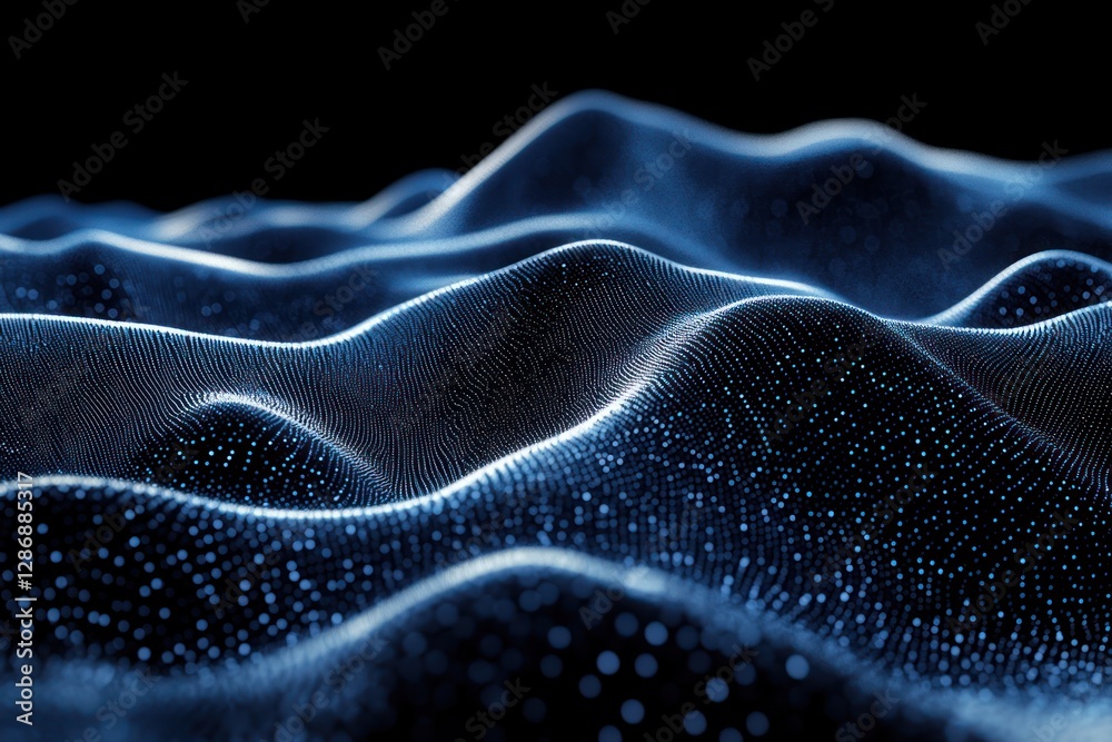 Obraz premium Abstract Blue Particle Wave Landscape Design