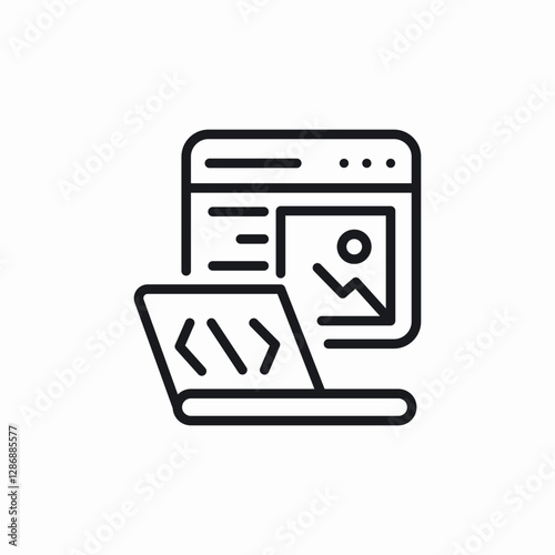 laptop website coding icon sign vector