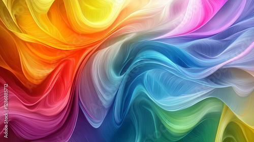 Abstract Rainbow Swirl: A vibrant and captivating abstract artwork featuring a mesmerizing swirl of rainbow colors, creating a dynamic and visually stunning display.