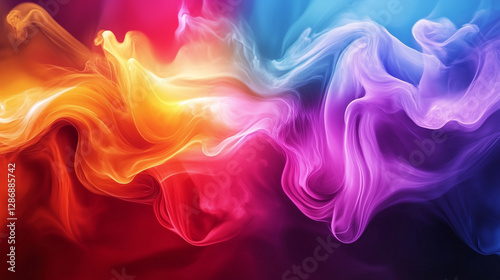 Chromatic Symphony: An abstract, high-definition artwork showcasing a mesmerizing dance of vibrant, multicolored smoke, blending seamlessly to evoke a sense of wonder and artistic beauty.