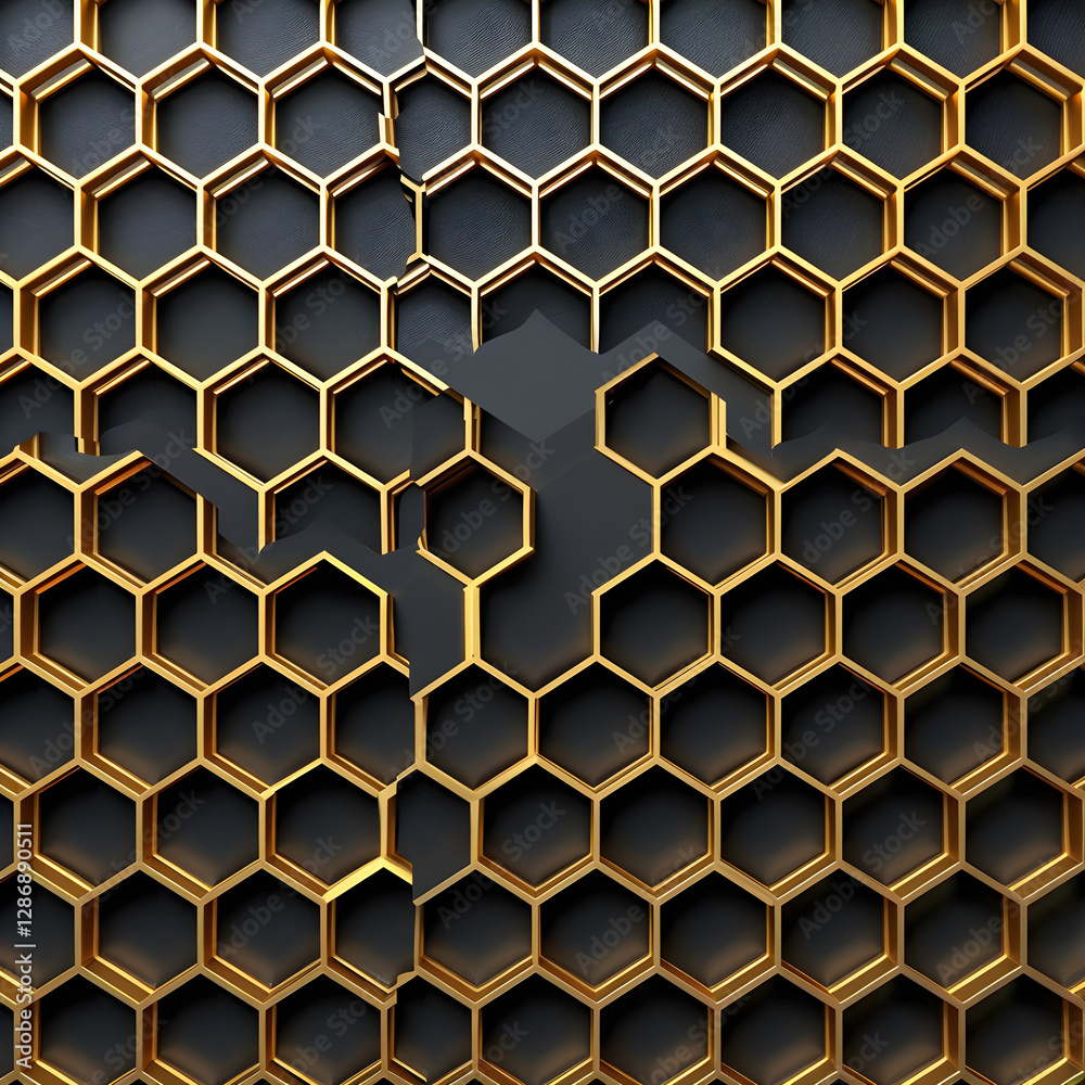 Golden Hexagonal Repeat Pattern Reflecting the Intricate Strength of a Honeycomb Structure Golden Hexagonal Repeat Pattern Reflecting the Intricate Strength of a Honeycomb Structure