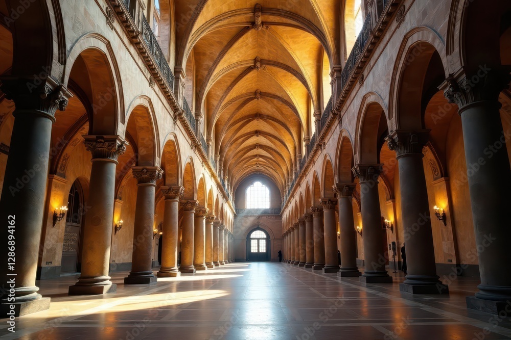 Fototapeta premium Imposing Granada Cathedral interior, soaring arches , arch, vaulted ceiling