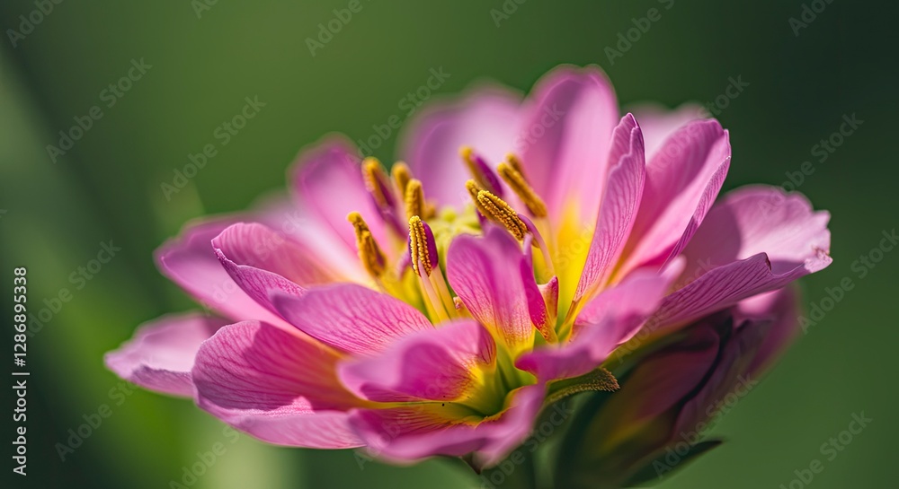 Close-up of a Pink Zinnia Flower with Golden Pollen Close-up of a Pink Zinnia Flower with Golden Pollen
