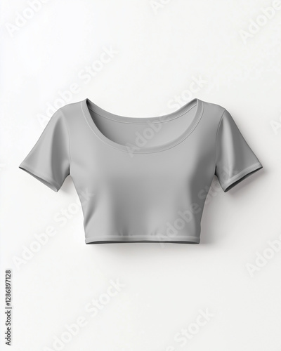 Blank grey gray crop top template front
