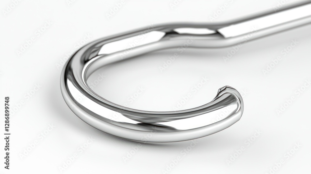 Fototapeta premium Close-up of a chrome umbrella handle on a white background