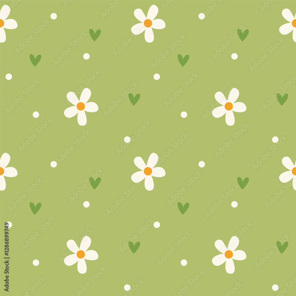 Hand drawn seamless pattern with cute floral. Abstract floral print with hearts. Hand drawn seamless pattern with cute floral. Abstract floral print with hearts.