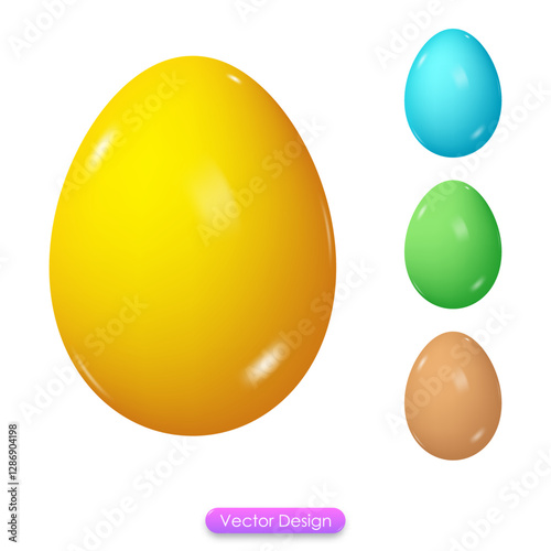 3d Eggs icon isolated on white background. Easter egg for mobile app, social media, or website browser template concept. 3D vector illustration.