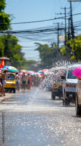Songkran water fight, street parade, Thailand
