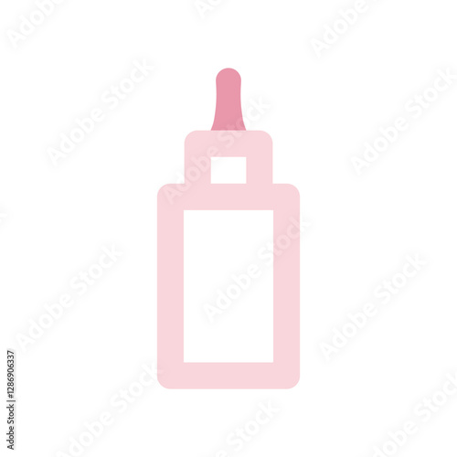 flat pink beauty cosmetic icon, soft morandi makeup item illustration, elegant sakura color skincare face cream facial serum bottle product symbol for fashion salon spa accessories