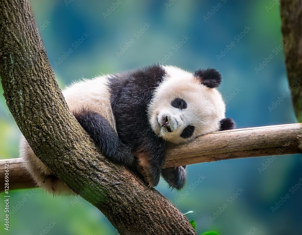 Obraz premium giant panda eating bamboo