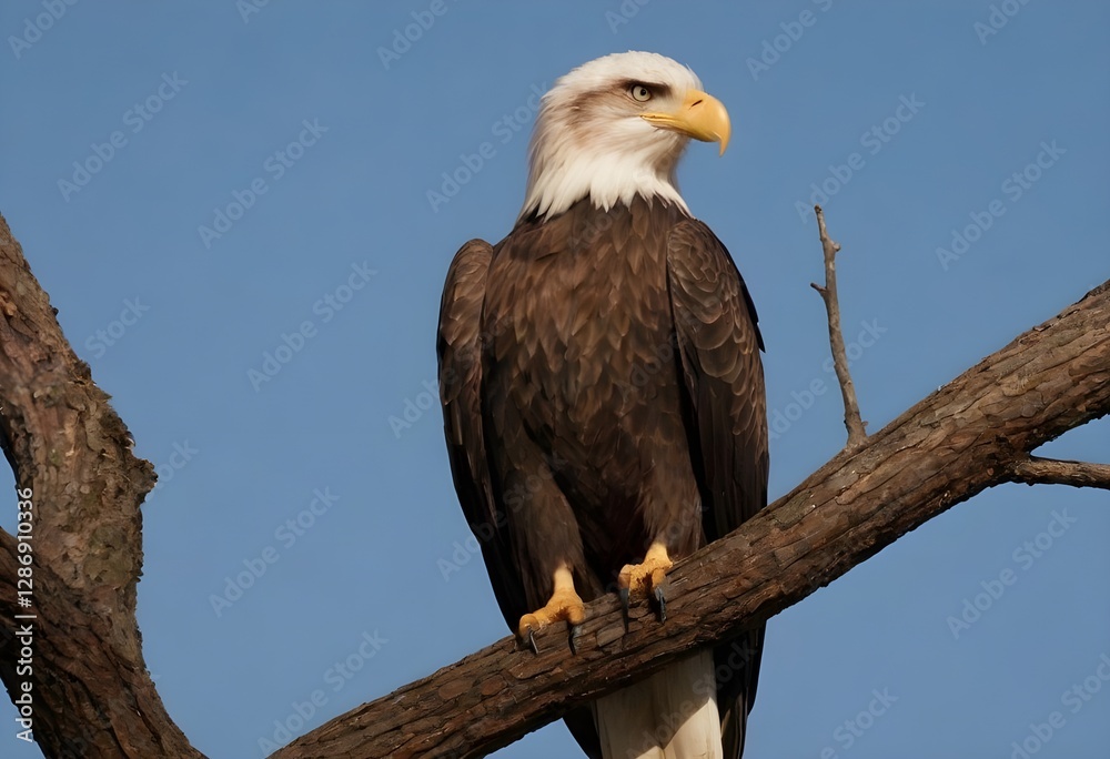 Majestic Bald Eagle (Haliaeetus leucocephalus) in Flight Over Wilderness Majestic Bald Eagle (Haliaeetus leucocephalus) in Flight Over Wilderness