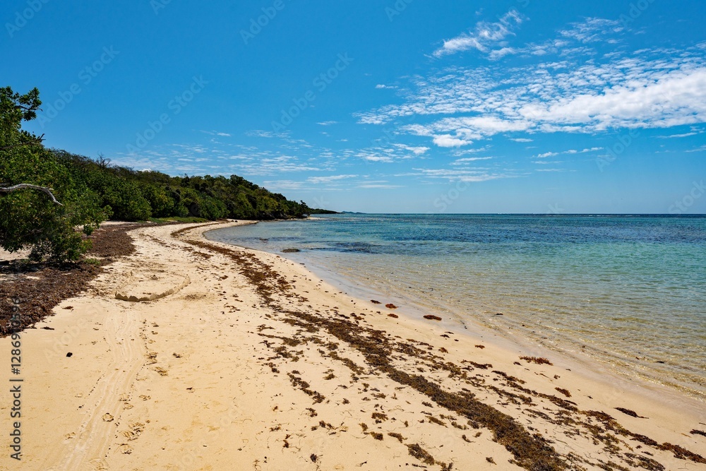 Der Strand von Kanouanne in Saint Francois auf Guadeloupe in der Karibik