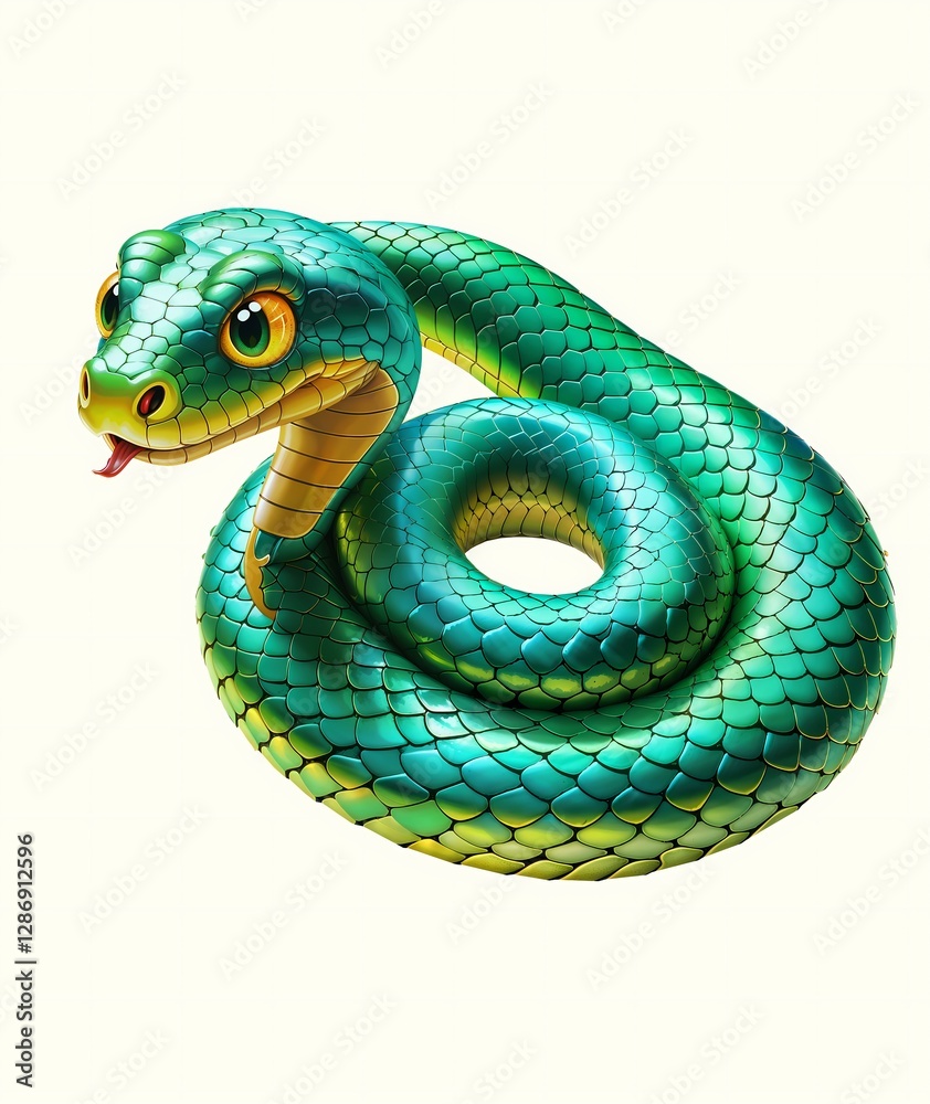 Fototapeta premium Green snake on a black background