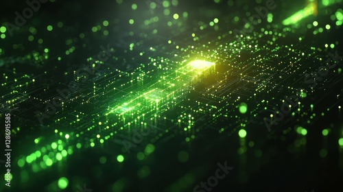 Abstract Green Circuit Board Data Flow