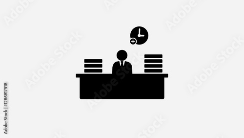 Overtime work icon. hard work concept illustration background. men work in office.