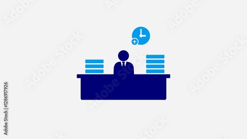 Overtime work icon. hard work concept illustration background. men work in office.
