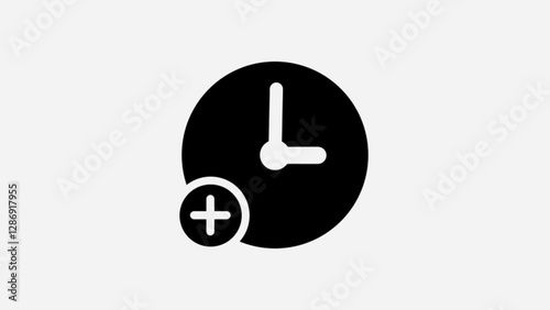 Overtime work icon. hard work concept illustration background. round clock with plus icon.