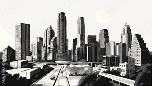 Austin Skyline in Monochrome