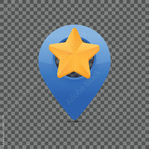 Favorite place map marker icon design with yellow star. Vector illustration.